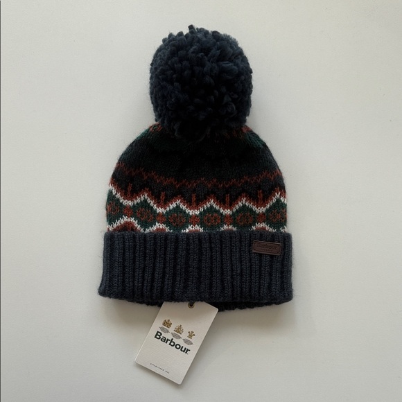 Barbour Accessories - Barbour Knit Hat with Pom Pom - Black, Green, and Brown